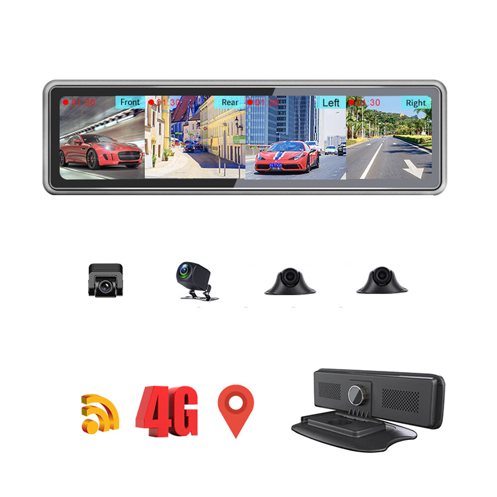 4 cameras recording Android 8.1 rearview mirror dash camera video recorder