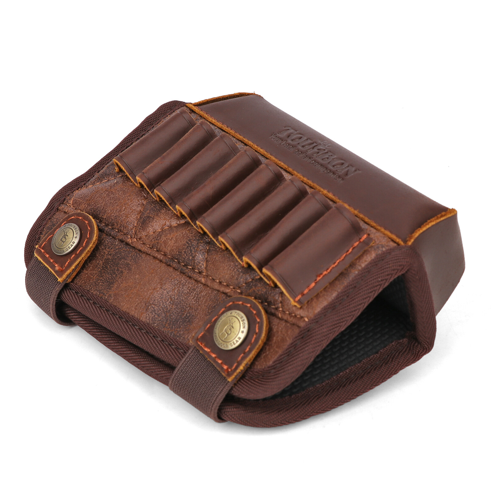 TOURBON PU Leather Rifle Buttstock Cover Padded Cheek Riser Rest Ammo Holder US