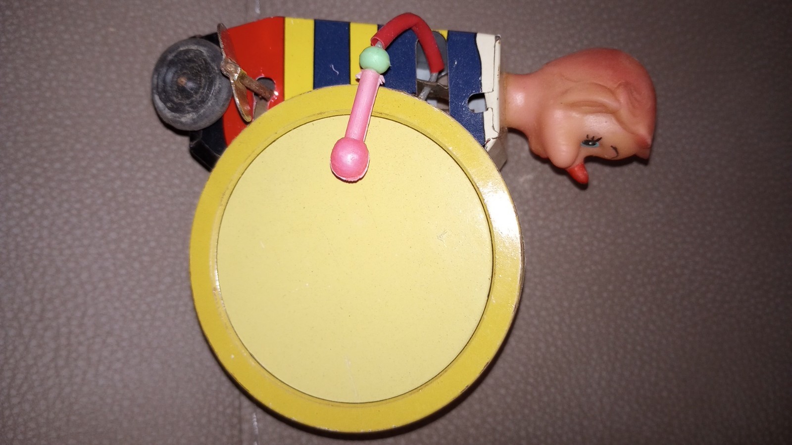 VINTAGE TIN WINDUP TOY CHARLIE DRUMMER MADE IN INDIA W/ BOX