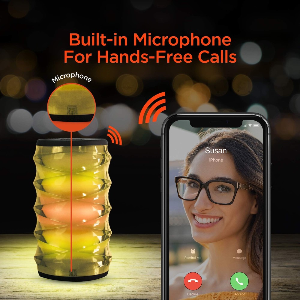 HyperGear LYTE Wireless LED Bluetooth Speaker, Black, 5.25"H