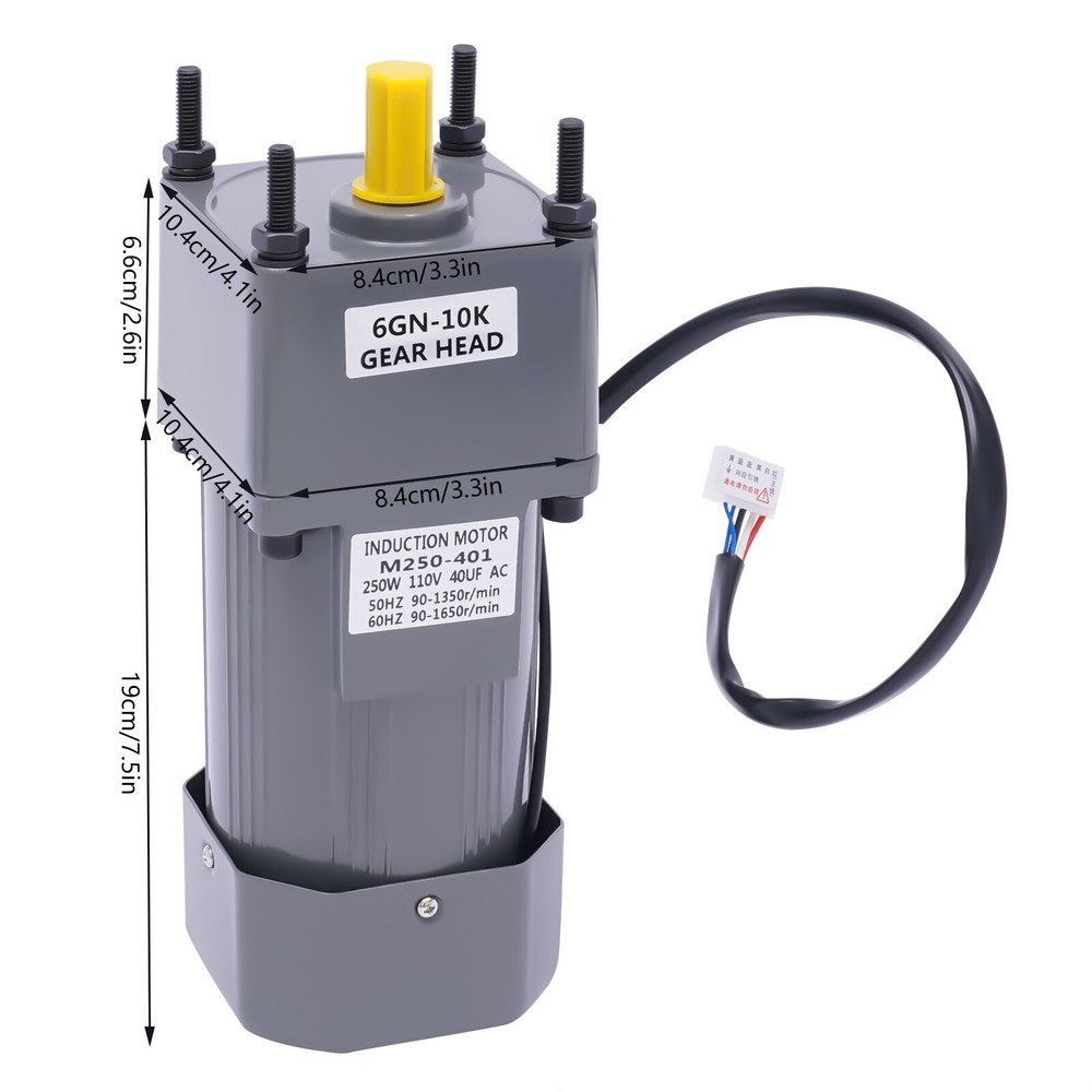 AC Gear Reduction Motor Electric + Variable Speed Control Reversible 110V 250W