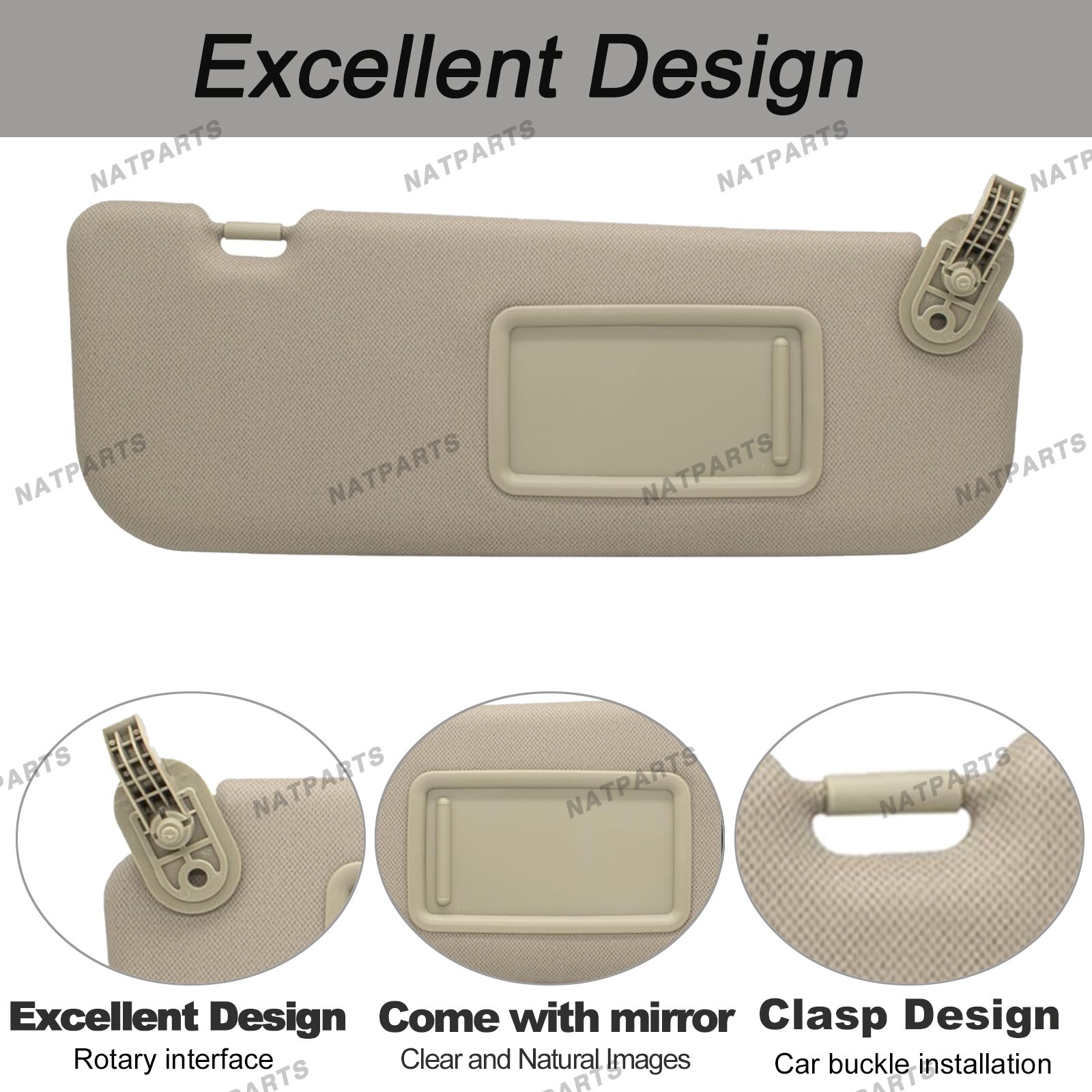 Pair Beige Side Sun Visor for 2011-2015 Hyundai Elantra 852103X000TX