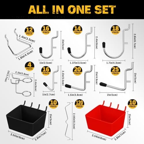 297-Piece Pegboard Hooks Kit with Bins - Tool Organizer for Garage, Workshop & C