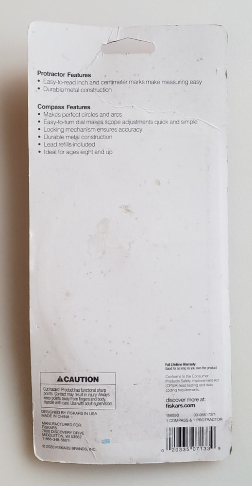 Fiskars Metal Compass & Protracter Set