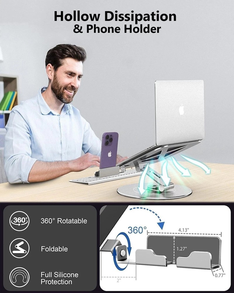 Adjustable Laptop Stand with Phone Holder