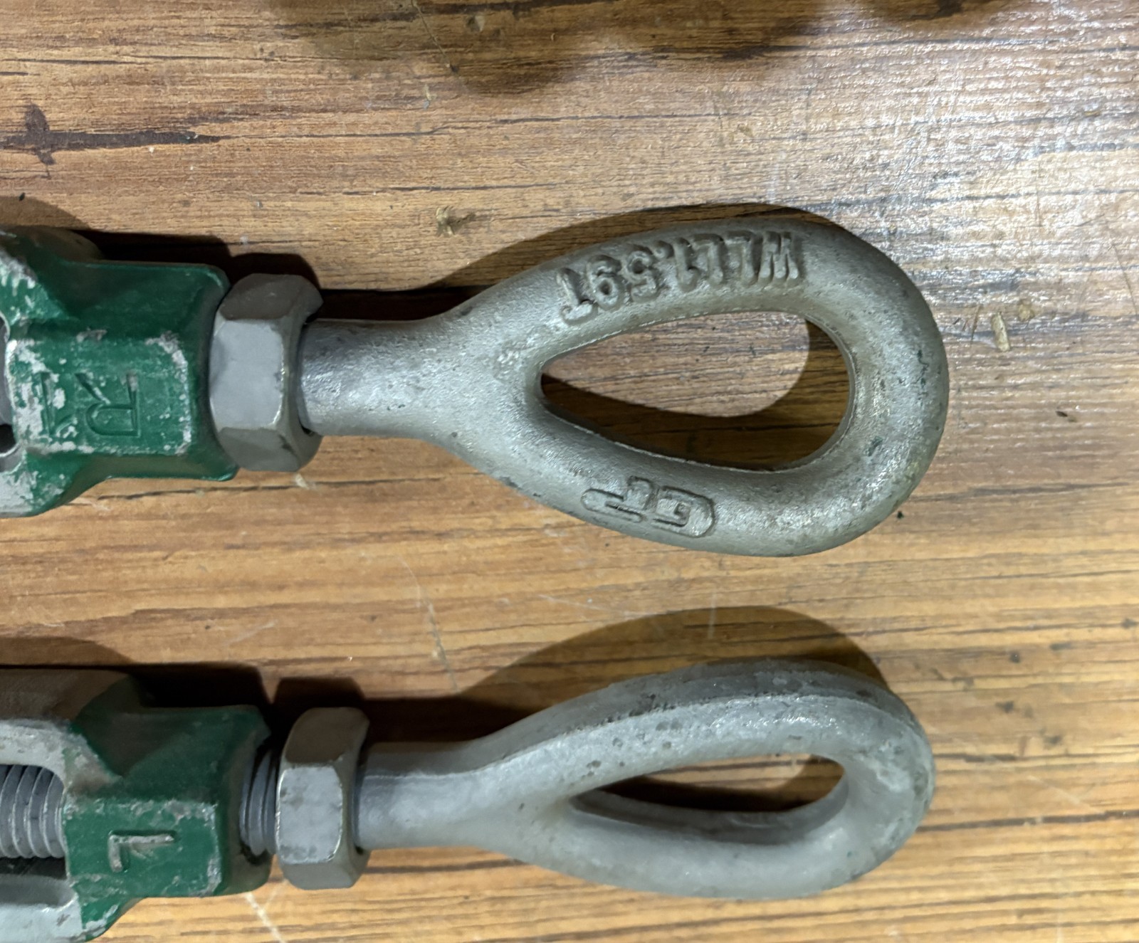 Lot of 2 Green Pin Turnbuckle 5/8” x 12” GP WLL 1.59T, G6315 load limit 1.59 Ton