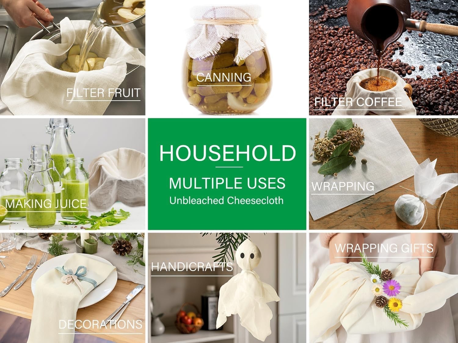 Organic Cheese Cloth 36x36”– GOTS Certified, Grade 100, Unbleached Cotton Muslim