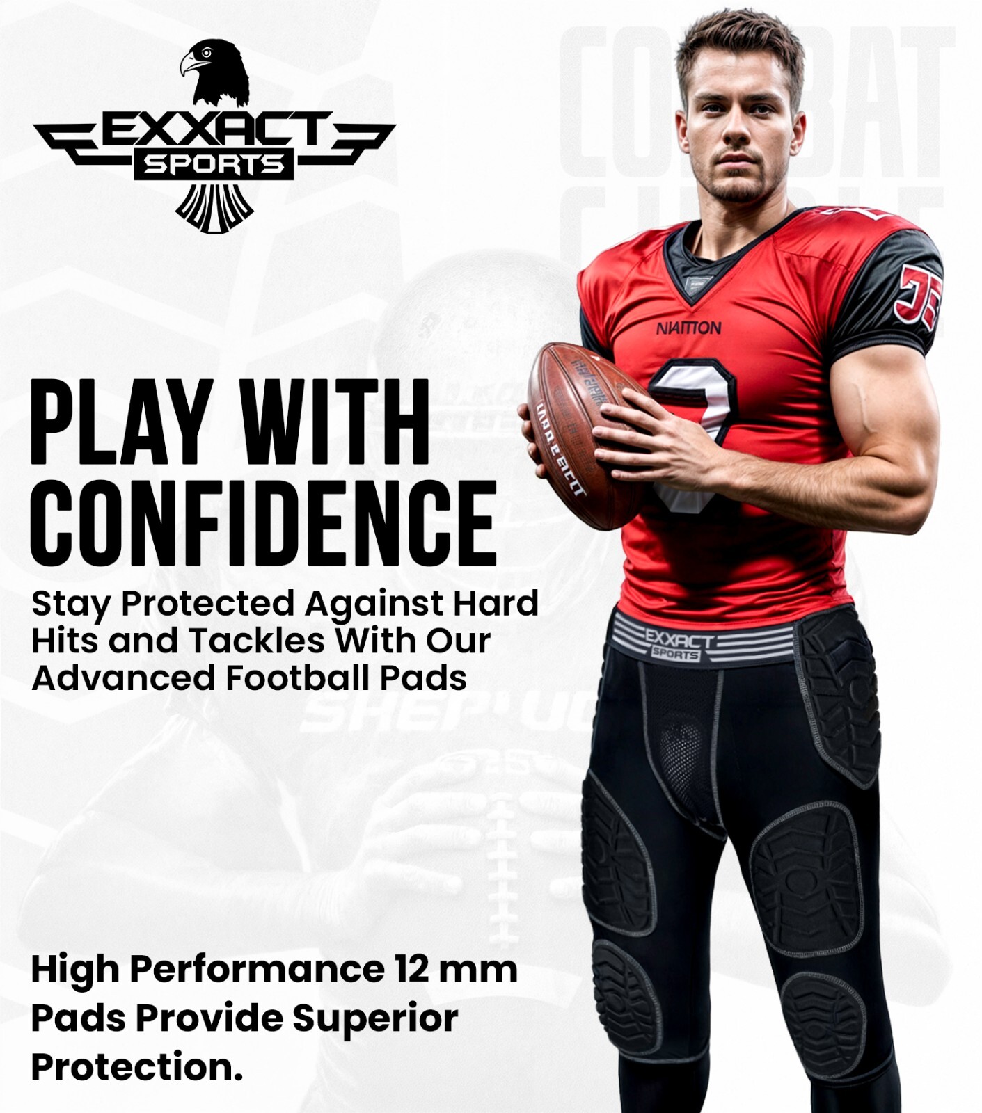 Exxact Sports Combat 7 Pad Girdle for Adult, with Cup Pocket, Padded