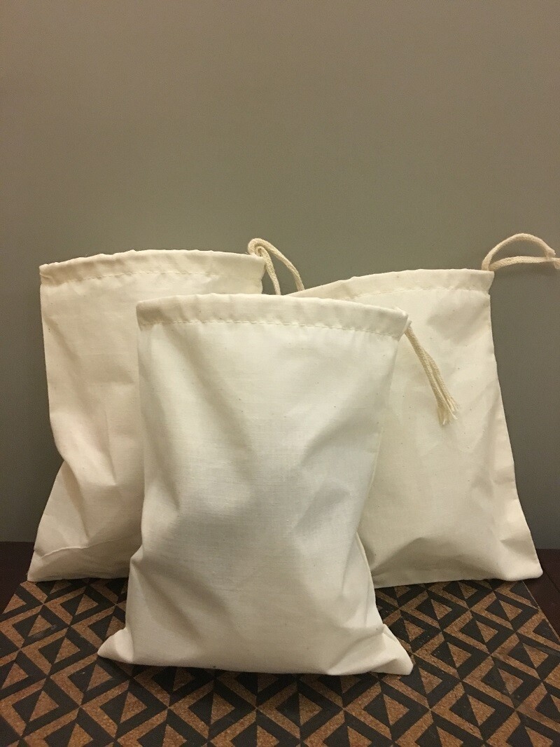 12"x20" Cotton Single Drawstring Muslin Bags (Natural Color)