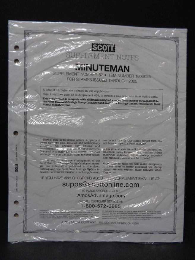 SCOTT US Minuteman 2025 stamp collection album pages supplement # 57  NEW Latest
