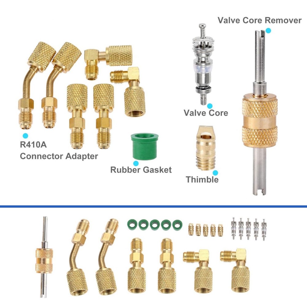 R410A Safe Adapter Kit Mini Split Adapter 5/16 To 1/4 Coupler Brass+Rubber
