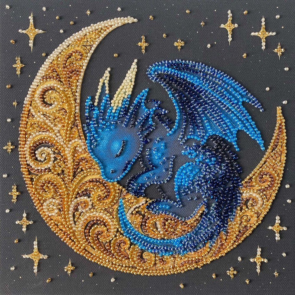 DIY Bead Embroidery Kit Small Dragon Beaded stitching needlepoint beadwork