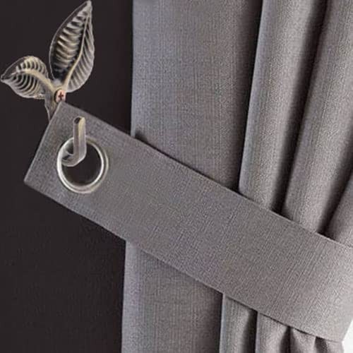 2Pcs Curtain Tieback Hooks Multifunctional Wall Hook Vintage Leaf Design Bronze