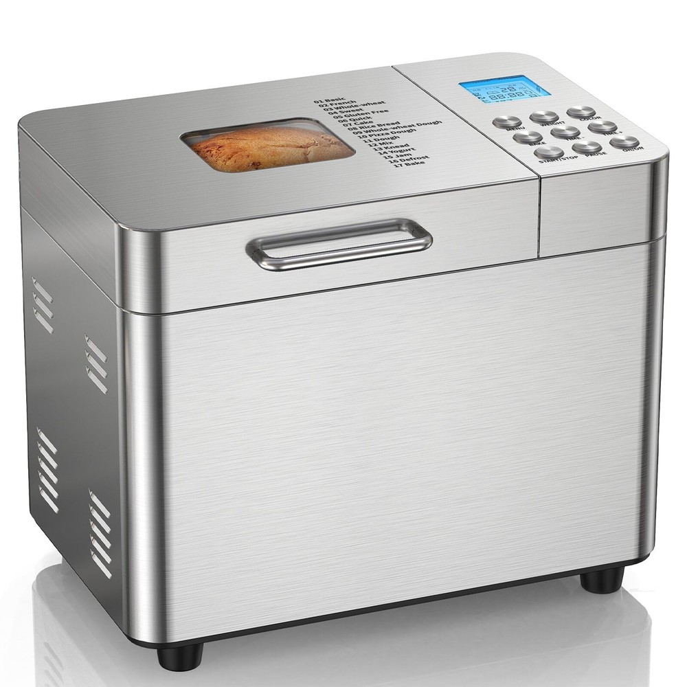 2LB Bread Maker Machine, 17 in 1 Automatic Stainless Steel Bread Machine, Non...