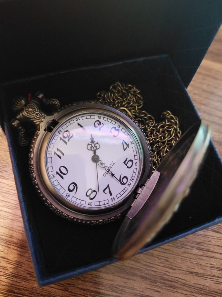 crown bronze quartz pocket watch