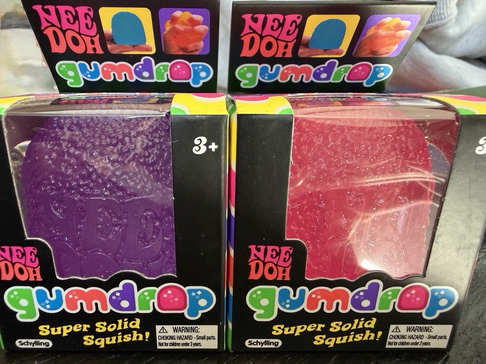 Nee Doh Bundle Gumdrop Super Solid Squish Purple and Pink Squeeze Toy