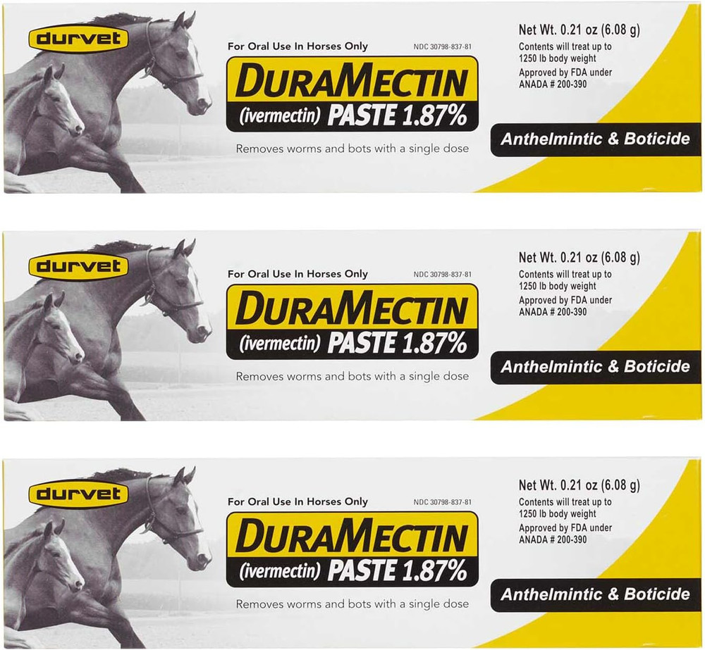Duramectin Equine Wormer Paste - 3 Tubes