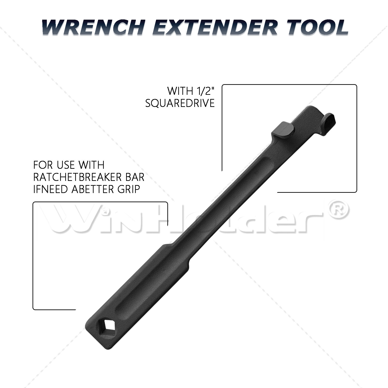Universal Spanner Extension Wrench Extender Bar 1/2" Sq Drive Black Repair Tool