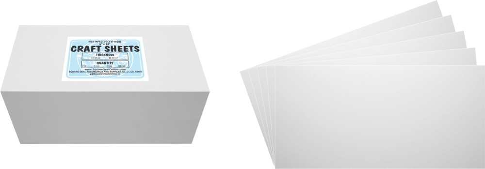 White Flex Plasticard Polystyrene Craft Sheets - 6"x12" - .060" thick - 100 Pack