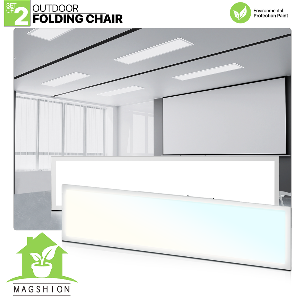 2Pcs 1x4 LED Dimmable Flat Panel Light 4000LM 5000K Drop Ceiling Troffer Fixture