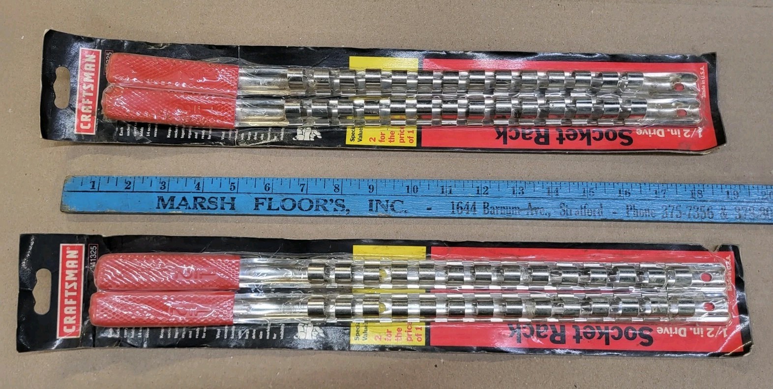 4 Vintage Sears Craftsman 41325 1/2" Drive Metal Socket Rack Rails USA New NOS