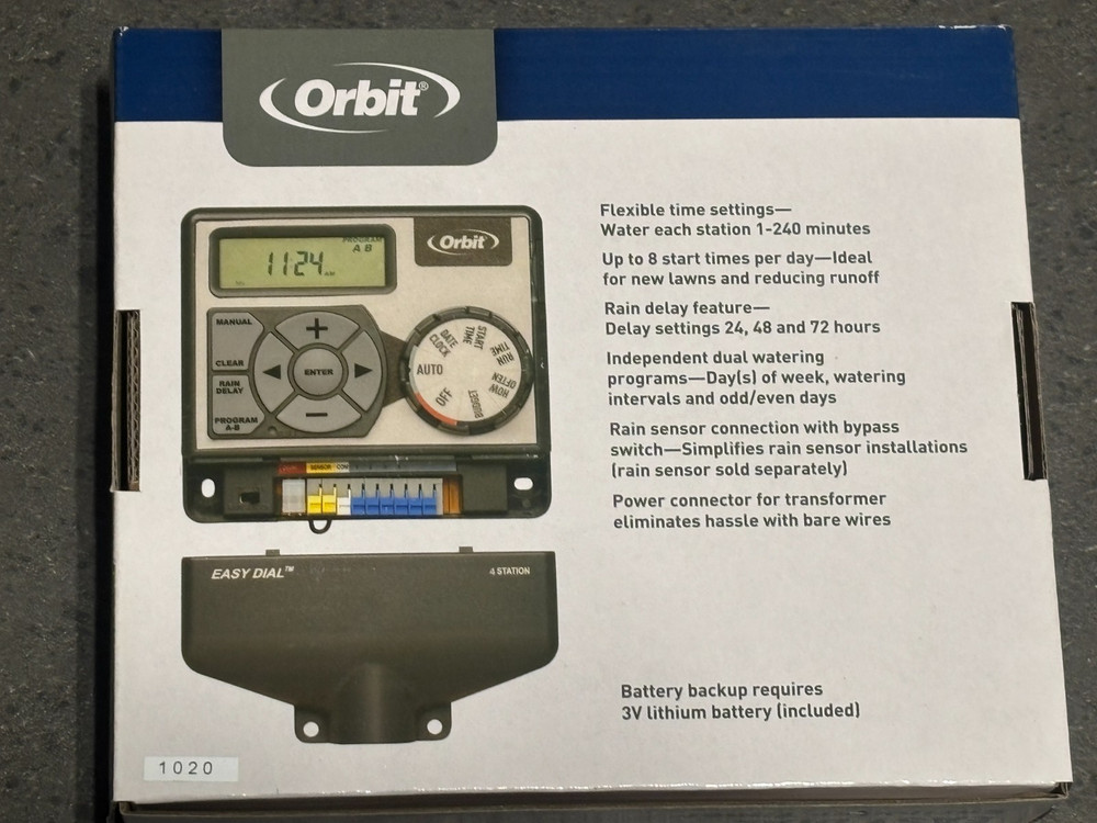 Orbit Easy Dial 4 Station Sprinkler Control Timer Model 8964. A6 335