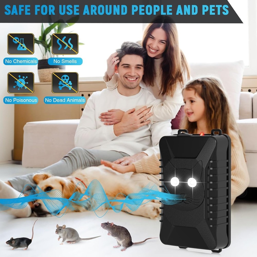 Rodent Repellent with Strobe Light, Battery-Powered Under
