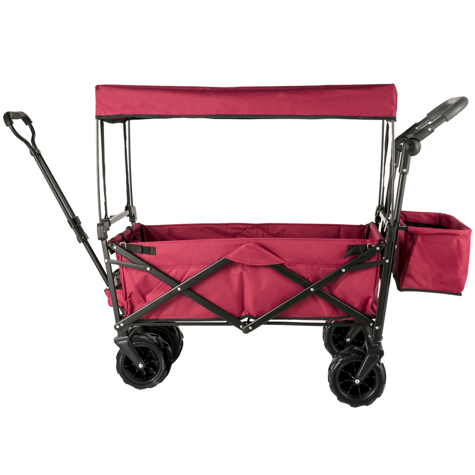 VEVOR Folding Wagon Cart Collapsible Garden Cart w/Canopy 220lbs Capacity Beach
