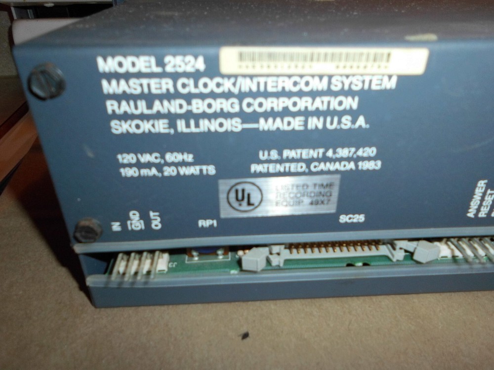 RAULAND MODEL 2524 MASTER CLOCK WORKING