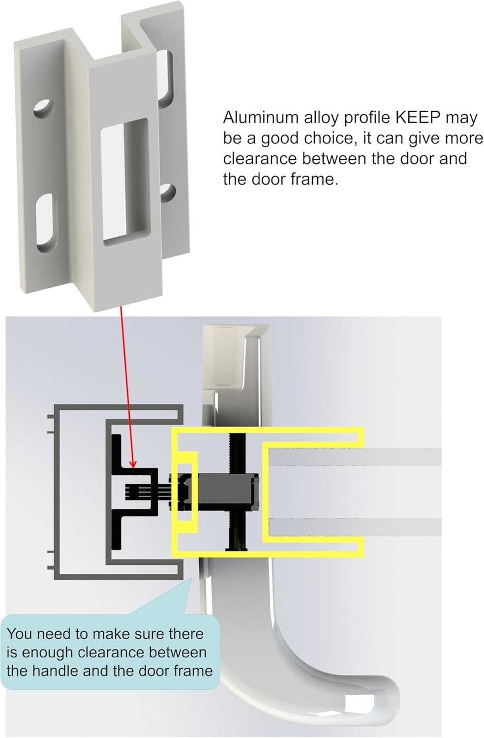 White Patio Sliding Door Handle w/ Lock Cylinder for 3 15/16" Hole Spacing