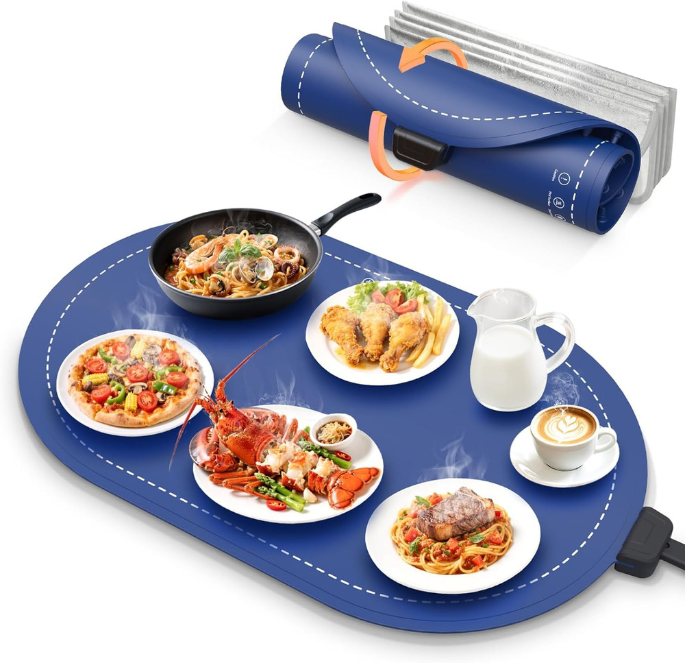 Food Warming Mat for Table & Buffet, Fast Heating Serving Tray Adjustable
