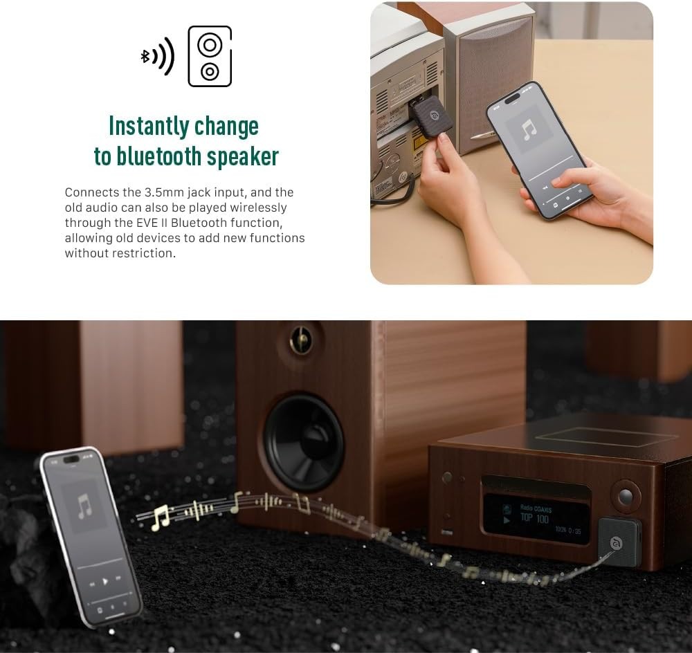 ADAM Elements EVE II Bluetooth Transmitter + Receiver Dual 3.5 mm Aux Switch Air