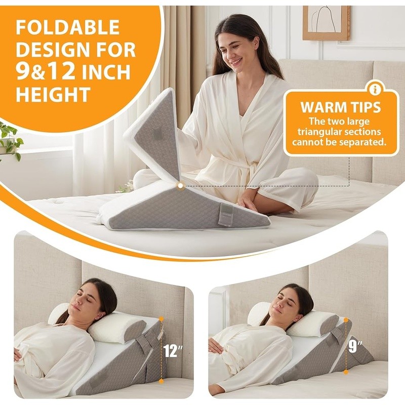 Multi-Functional Wedge Pillow Set Back Support Post Surgery Memory Foam New