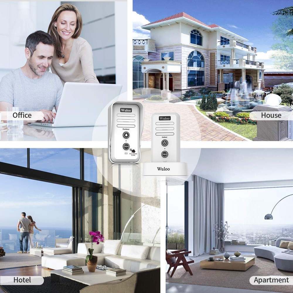 1/2 Mile Long Range Wireless Doorbell Intercom System with Rechargeable Battery