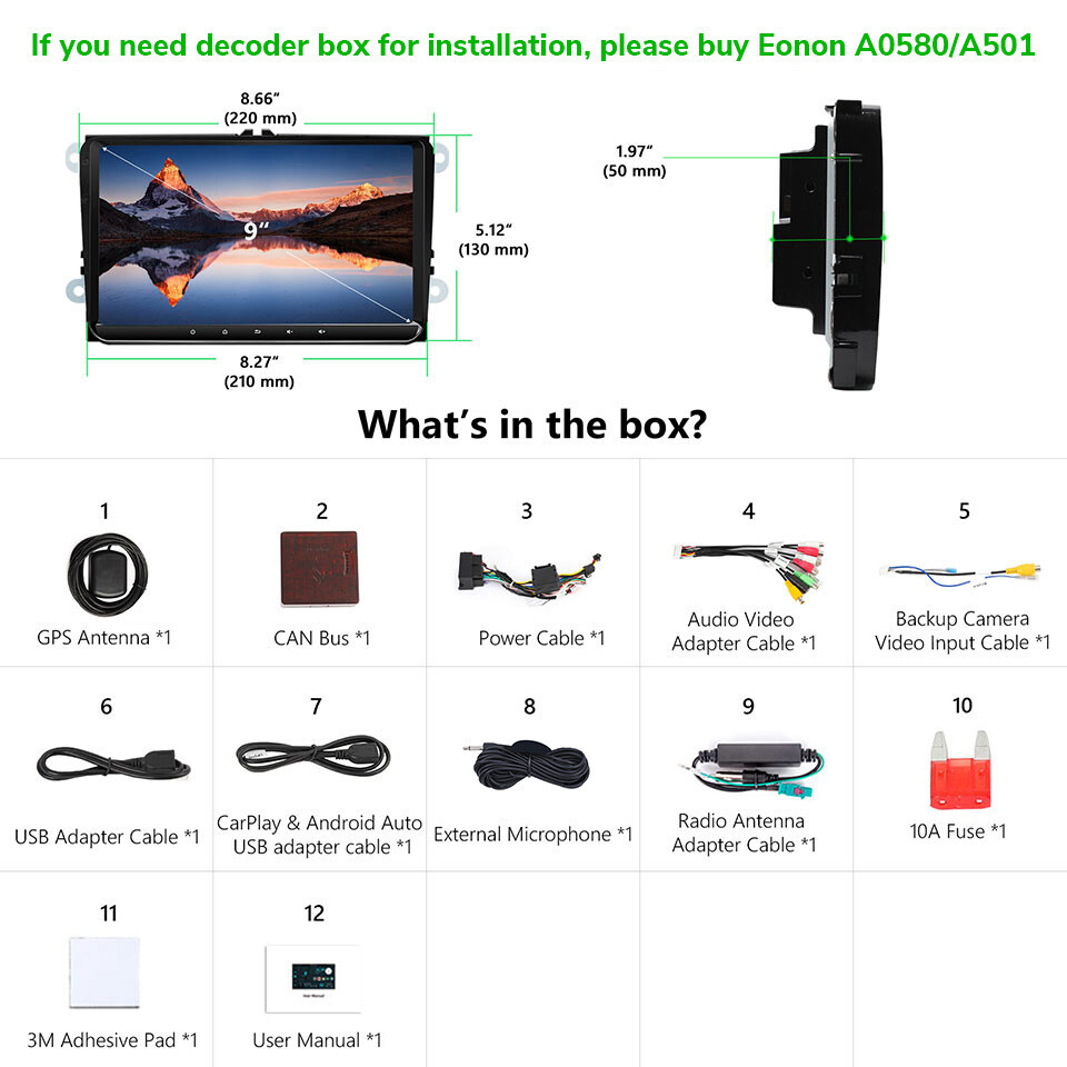 Octa Core 9" Android Car Stereo Radio CarPlay GPS DSP For VW Jetta Passat Golf 6