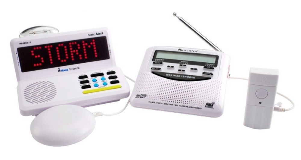 Sonic Alert HA360WRB WEATHER BUNDLE NIB Bed Shaker Radio Security Includes Main