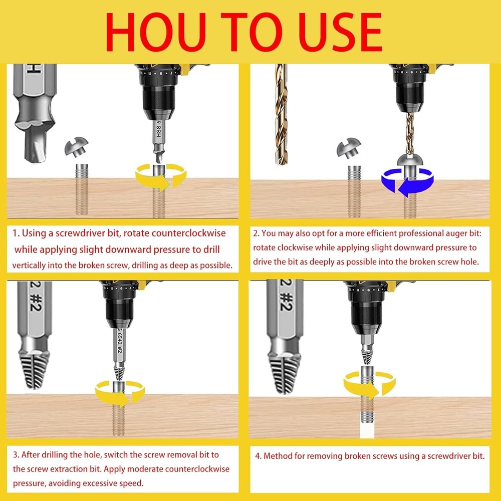 12-Pcs Screw Extractor Set Ea1sy Out Drill Bits Set for Removing Stripped Screws