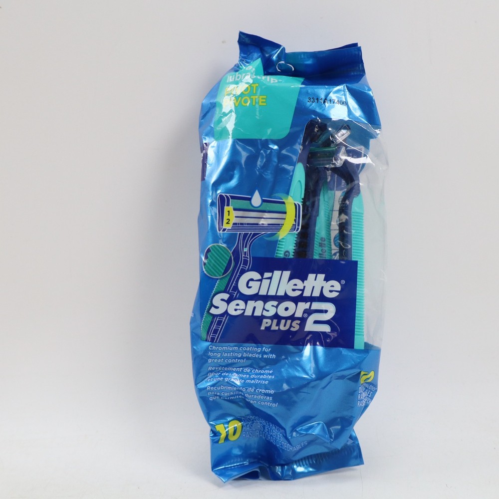 2 PACK Gillette Sensor 2 Plus Pivoting Head Disposable Razors, 10 Count Each