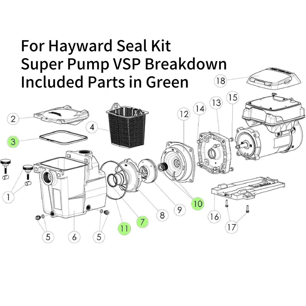 1 x Super Pump Seal Replacement Kit For Hayward Fits Regular/X/VSP Models