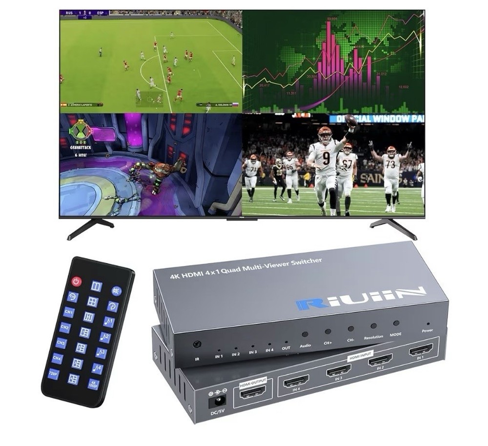 RiUiiN 4k 4x1 HDMI Multi Viewer Switch