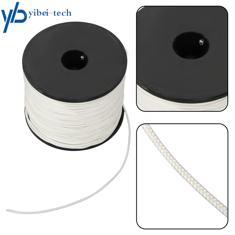 1/8 Inch Nylon Polyester Cord 500 Foot Spool Solid Braid Industrial Grade White