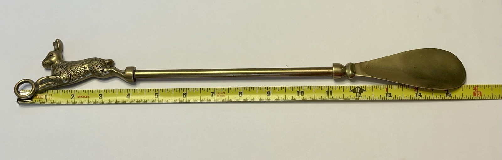 HTF Vintage 15" Brass Bounding Running Rabbit Hare Shoe Horn Shoehorn