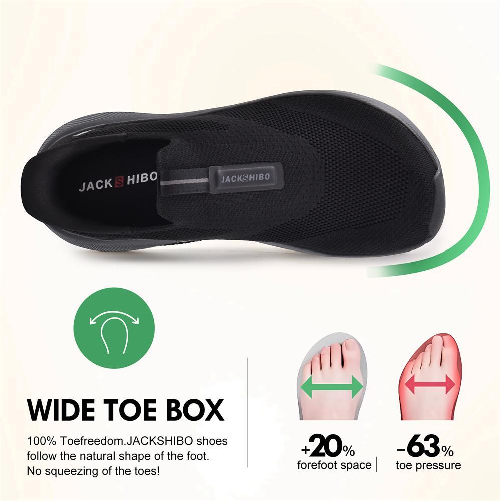 JACKSHIBO Mens Wide Toe Box Shoes Free up Hands Arch Support Orthopedic Sneakers