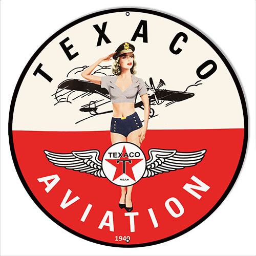 Texaco Aviation Pin Up Metal Sign 14x14