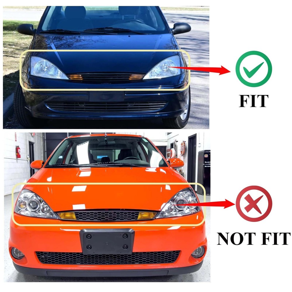 Headlights Assembly for 2000-2004 Ford Focus Chrome Housing Pair