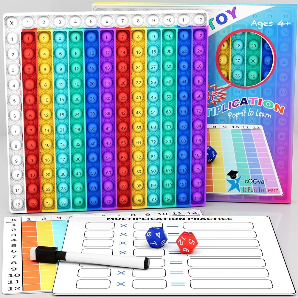 Multiplication Chart Pop It - Multiplication Game Board, 12X12 Times Table Math