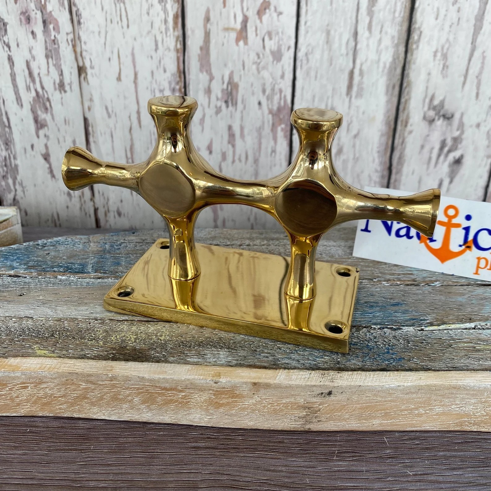 Large Brass Double Cross Bollard Cleat - Nautical Marine Boat Dock Chock -Handle