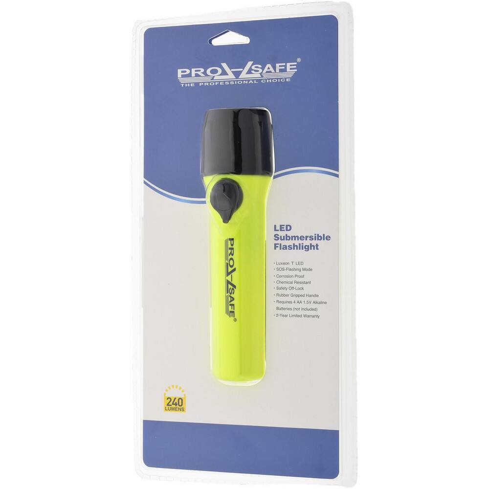 PRO-SAFE Tactical Waterproof LED Flashlight, High Visibility Yellow, 6-1/2" Long