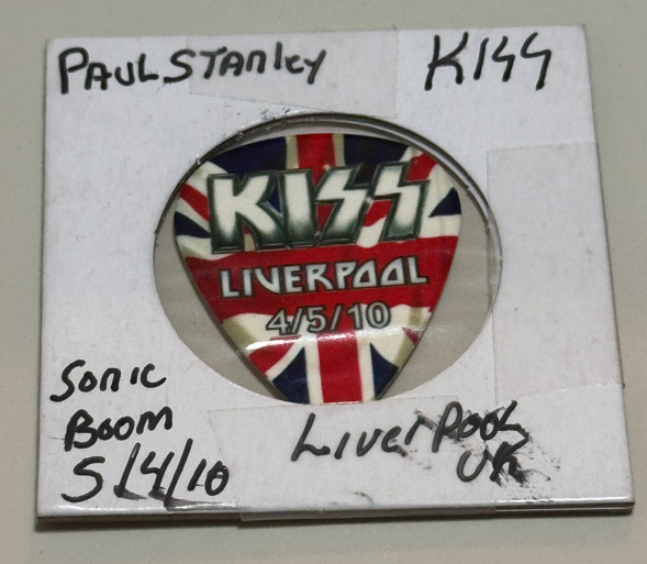 KISS PAUL STANLEY GUITAR PICK 4/5/10 LIVERPOOL UK SONIC BOOM TOUR STAGE PLECTRUM