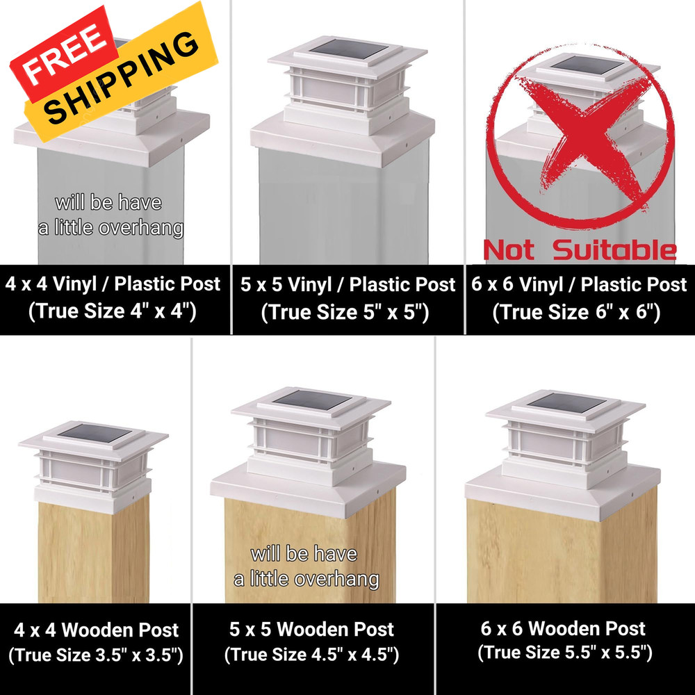 Dynaming 4 Pack Solar Post Cap Lights 4 Flickering Flame Lights, White